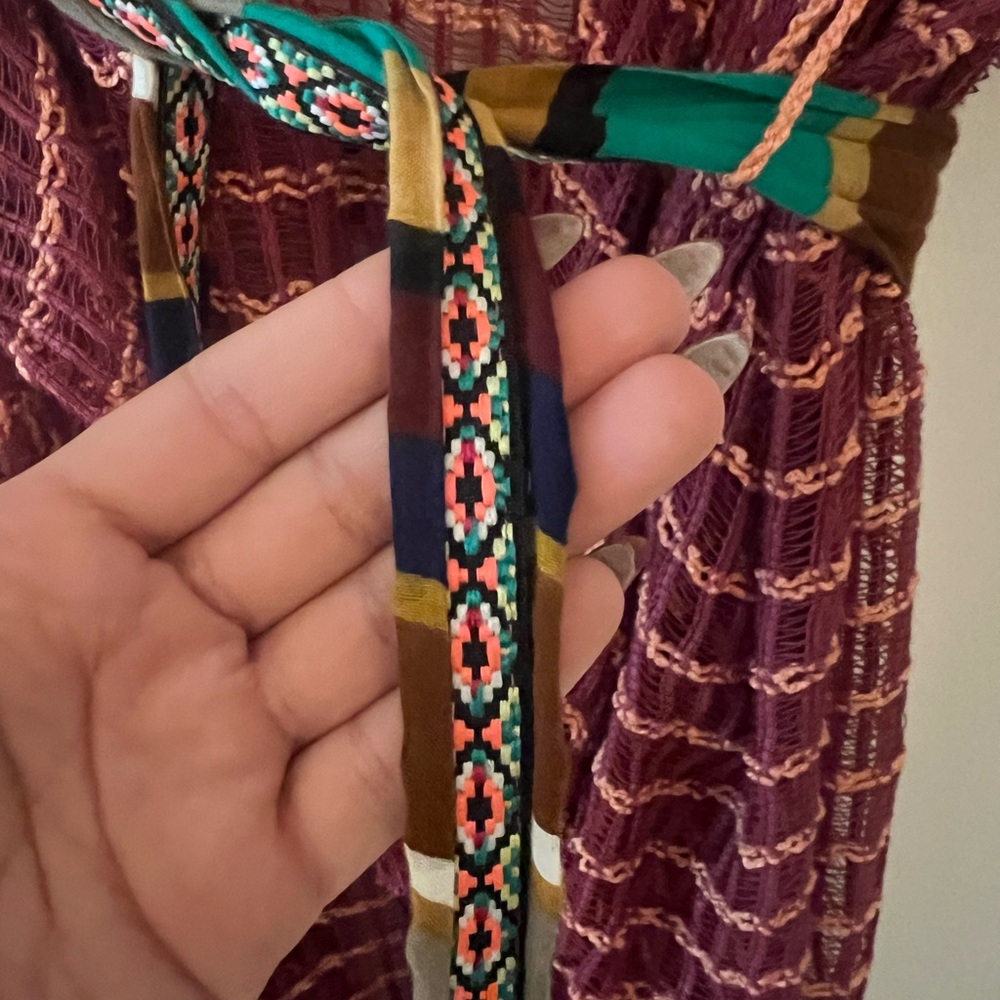 Free People Red Sheer Striped Kimono - Picture 3 of 4